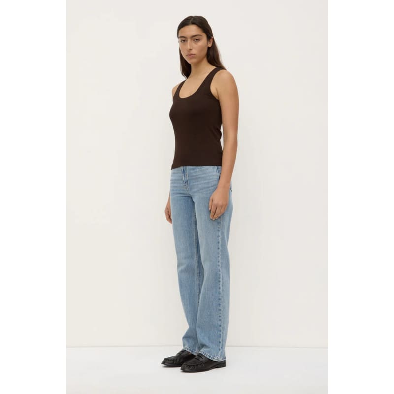 Robyn Scoop Neck Rib Tank | Ganache - Tops