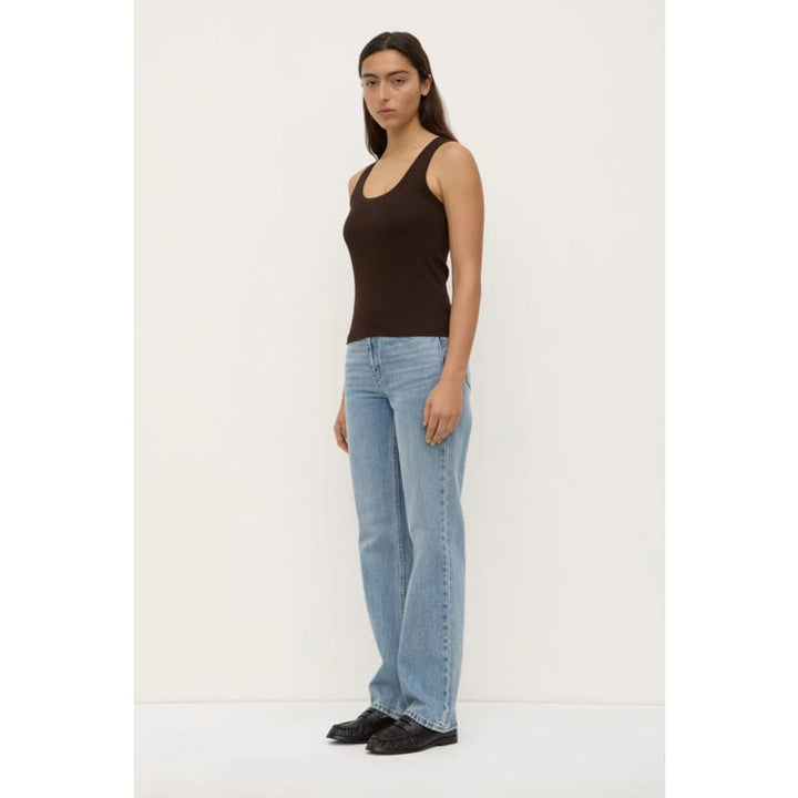 Robyn Scoop Neck Rib Tank | Ganache - Tops
