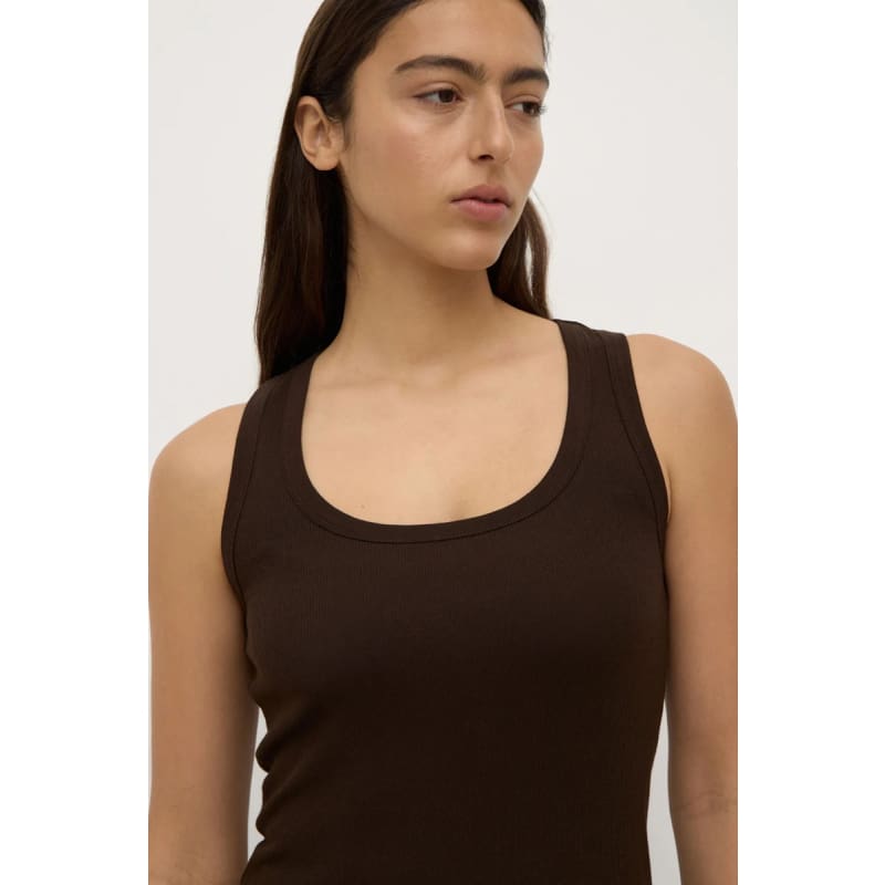 Robyn Scoop Neck Rib Tank | Ganache - Tops