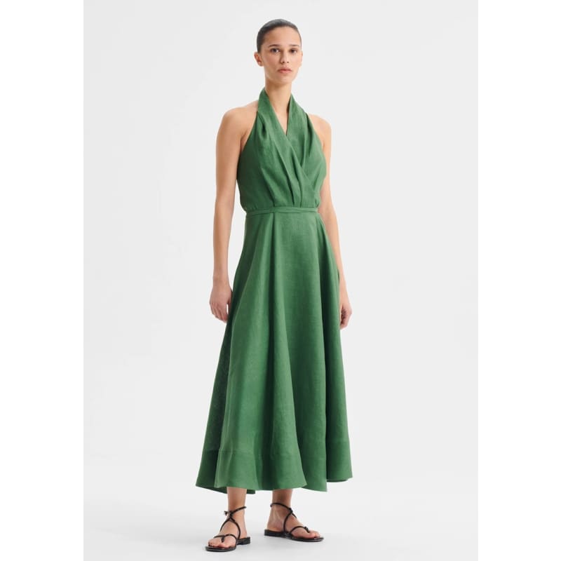 Ronnie Linen Halter Dress | Pine - Dress