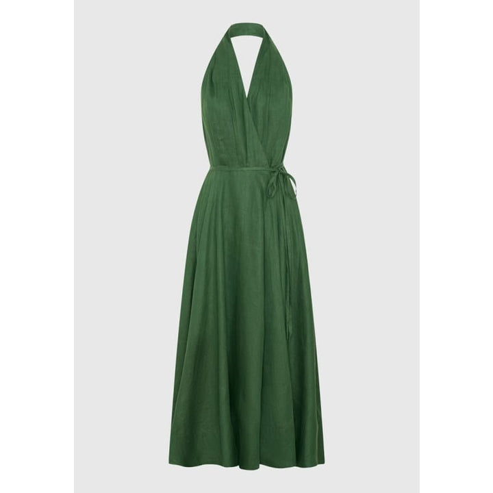 Ronnie Linen Halter Dress | Pine - Dress