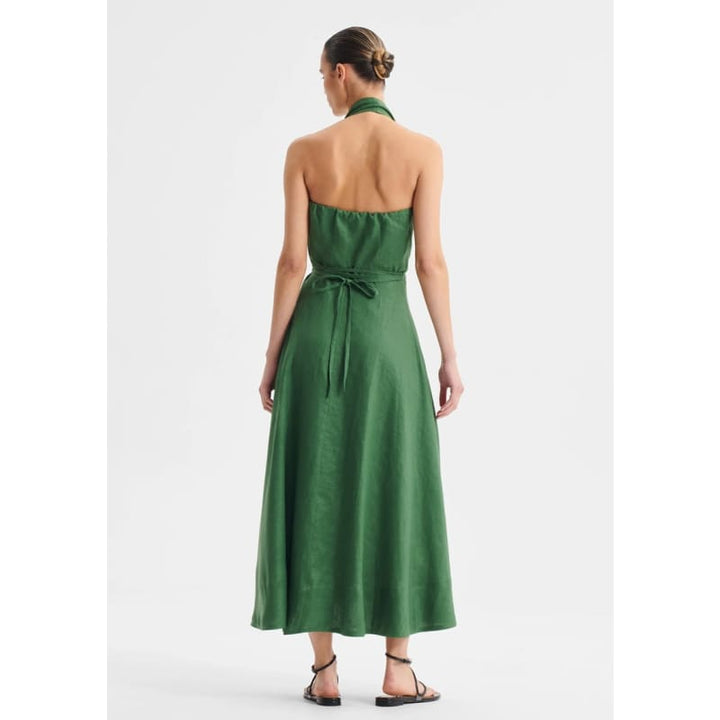 Ronnie Linen Halter Dress | Pine - Dress