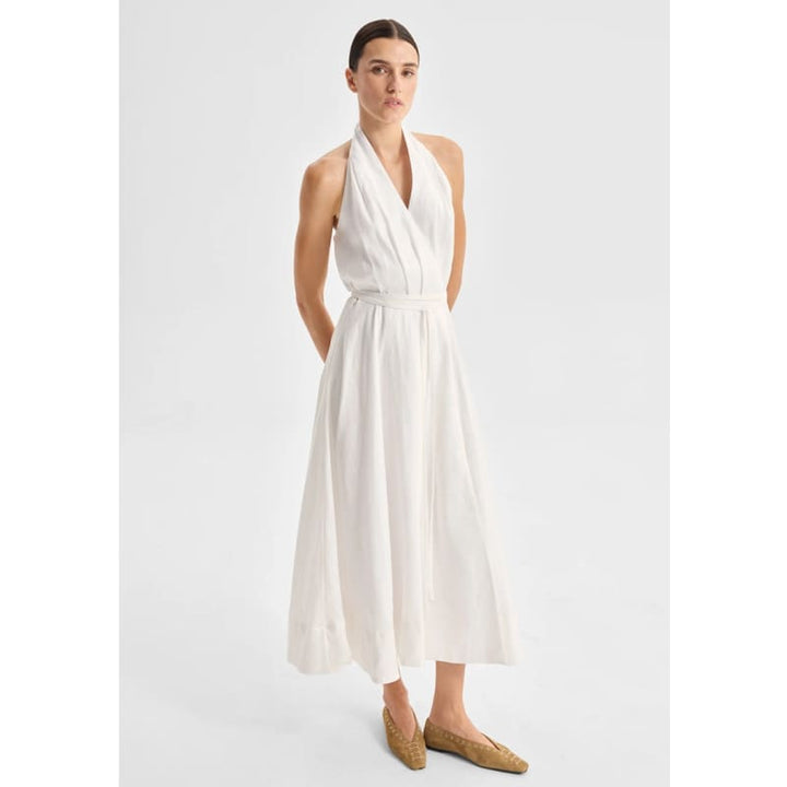Ronnie Linen Halter Dress | White - Dress