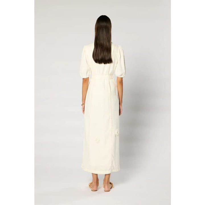 Rosalind Belted Midi Dress | White - Dress