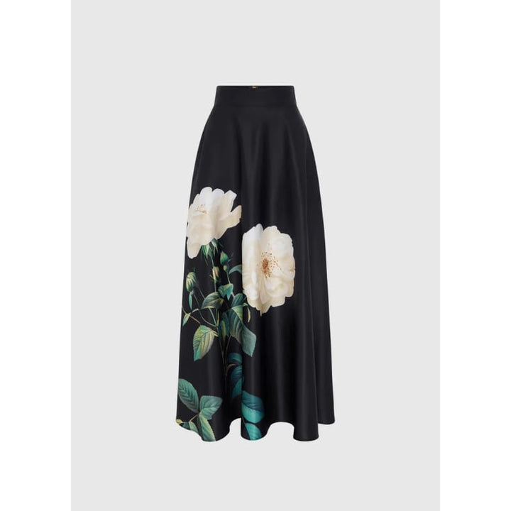 Rosalyn Maxi Skirt | White Rose Print - Bottoms