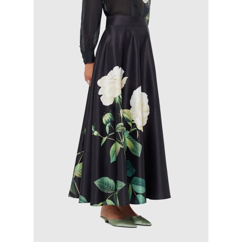 Rosalyn Maxi Skirt | White Rose Print - Bottoms