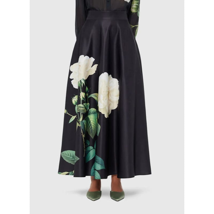 Rosalyn Maxi Skirt | White Rose Print - Bottoms