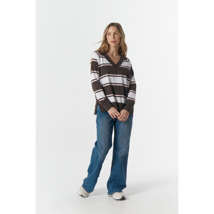 Ruby Club V Neck Sweater | Chocolate Torte C1852-58 - Tops