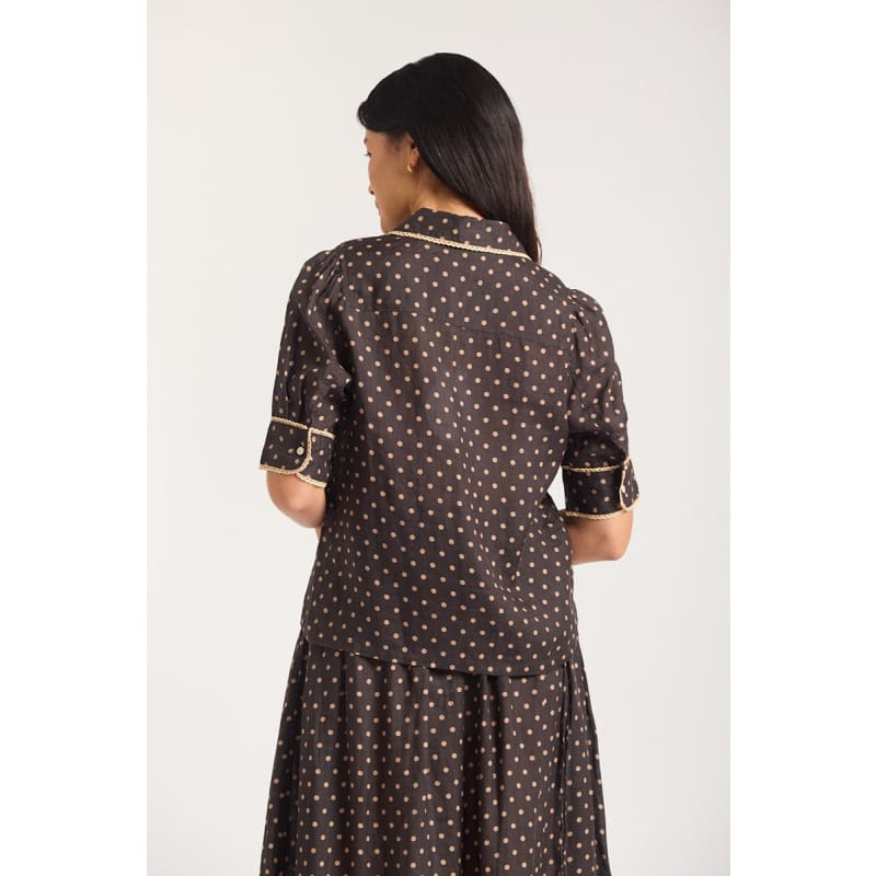 Ruby Shirt | Chocolate & Beige - Tops
