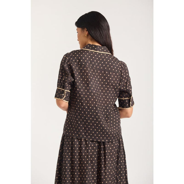 Ruby Shirt | Chocolate & Beige - Tops