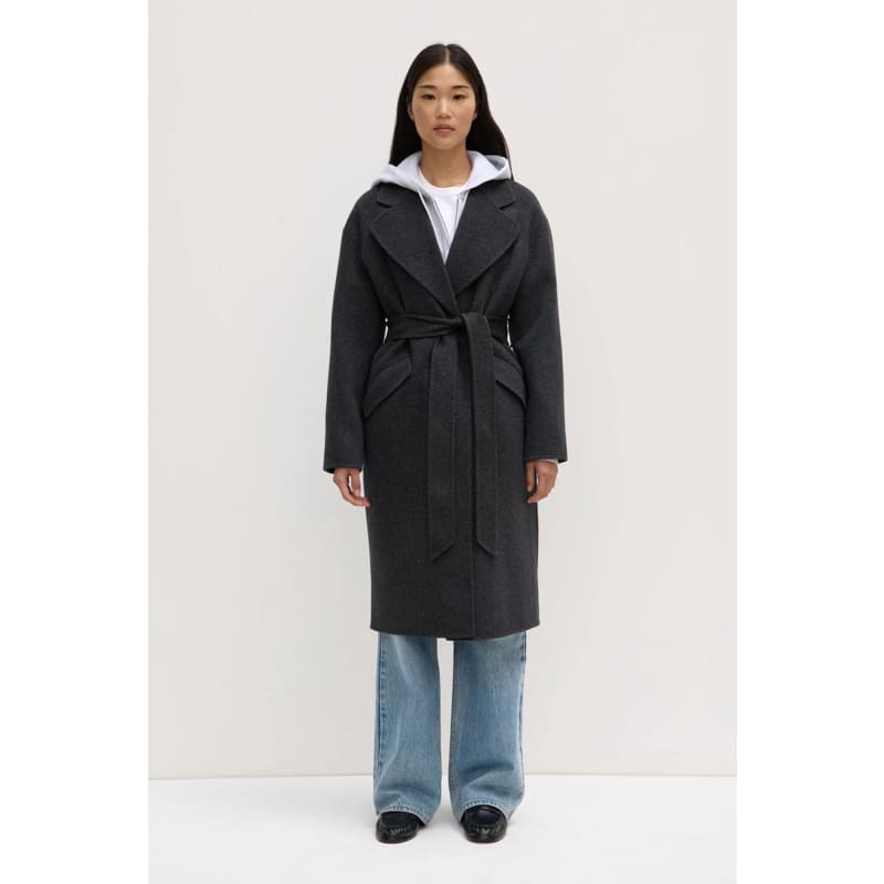 Sadie Single Breasted Wool Coat | Charcoal Marle - Jackets