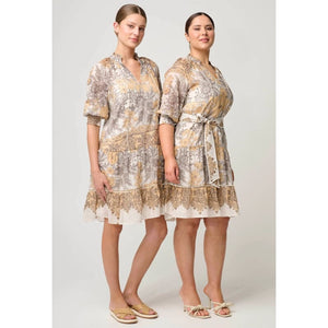 Sanibel Lace Trim Cotton Silk Dress | Golden Mallow - Dress