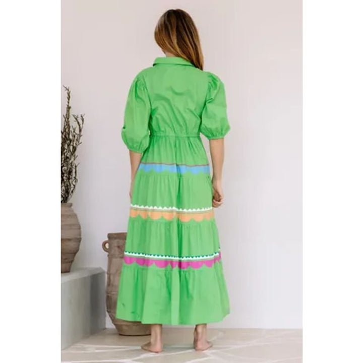 Santorini Embroidered Dress | Lime - Dress