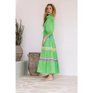 Santorini Embroidered Dress | Lime - Dress