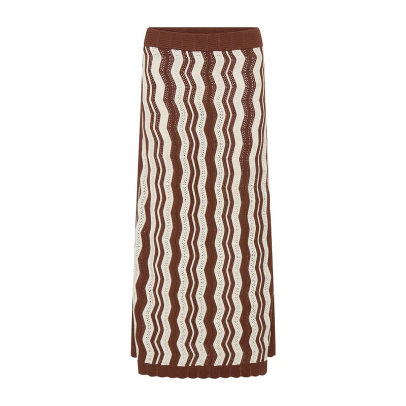 Sarah Knit Midi Skirt | Choc Ivory Stripe - Bottoms