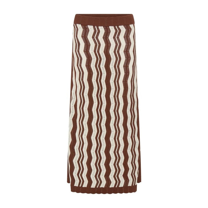 Sarah Knit Midi Skirt | Choc Ivory Stripe - Bottoms