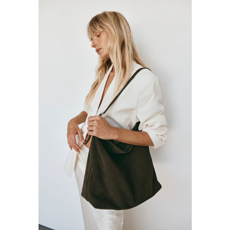 Savannah Dark Chocolate Suede Hobo Bag - Accessories