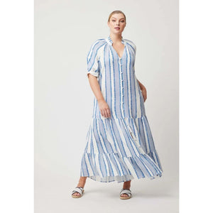 Scala Linen Viscose Maxi Dress | Sorrento Stripe - Dress