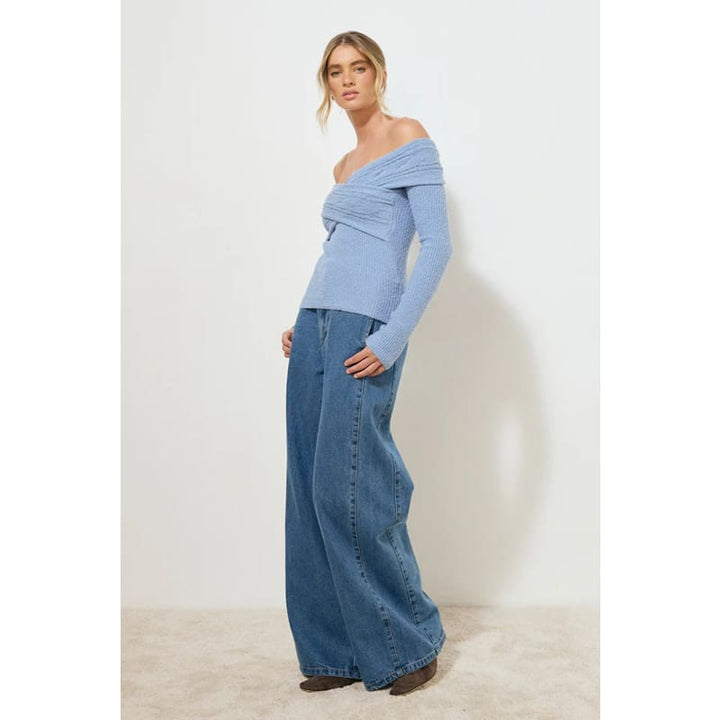 Sculpural Knit Top | Cerulean - Knitwear