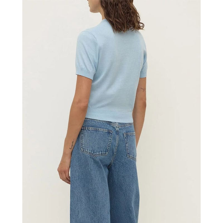 Semra Cotton Cashmere Short Sleeve Cardigan | Salt - Knitwear