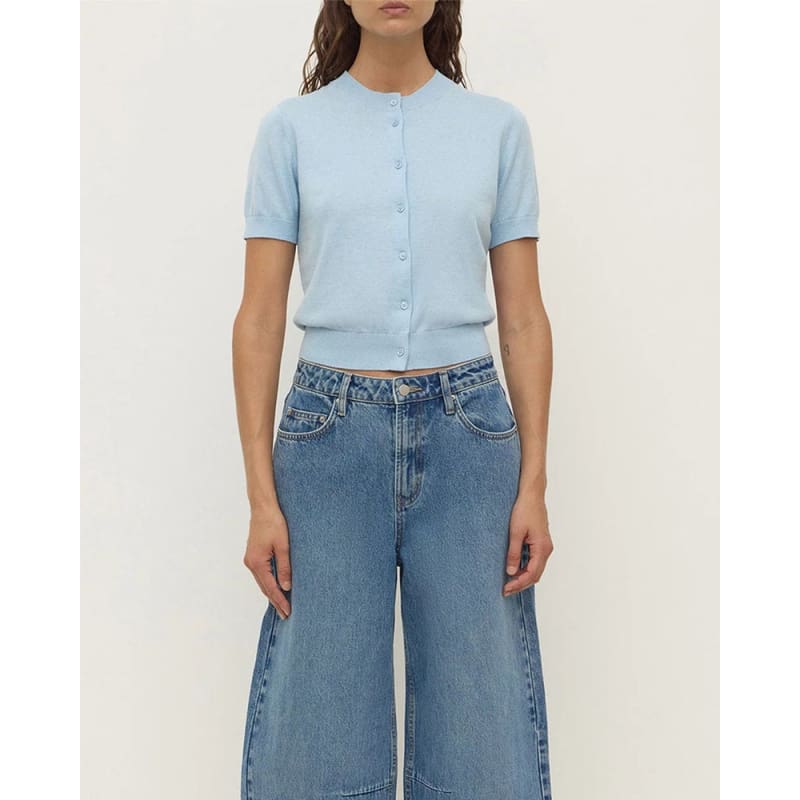 Semra Cotton Cashmere Short Sleeve Cardigan | Salt - Knitwear