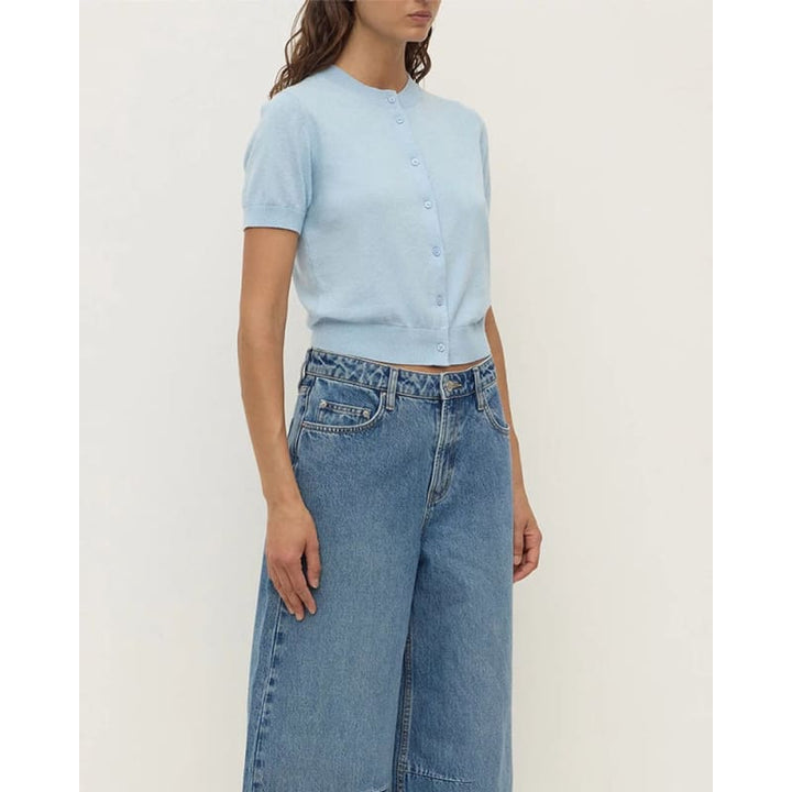 Semra Cotton Cashmere Short Sleeve Cardigan | Salt - Knitwear