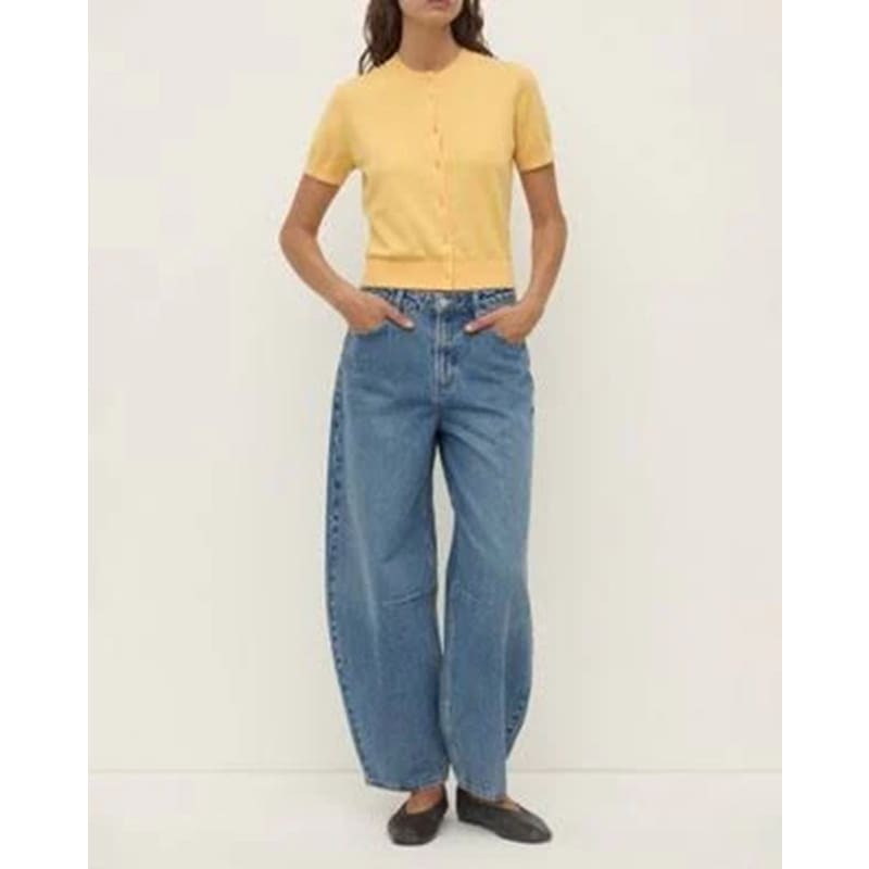 Semra Cotton Cashmere Short Sleeve Cardigan | Sol - Knitwear