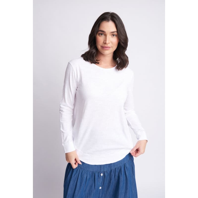 Shaped Hem Tee | White - Tops