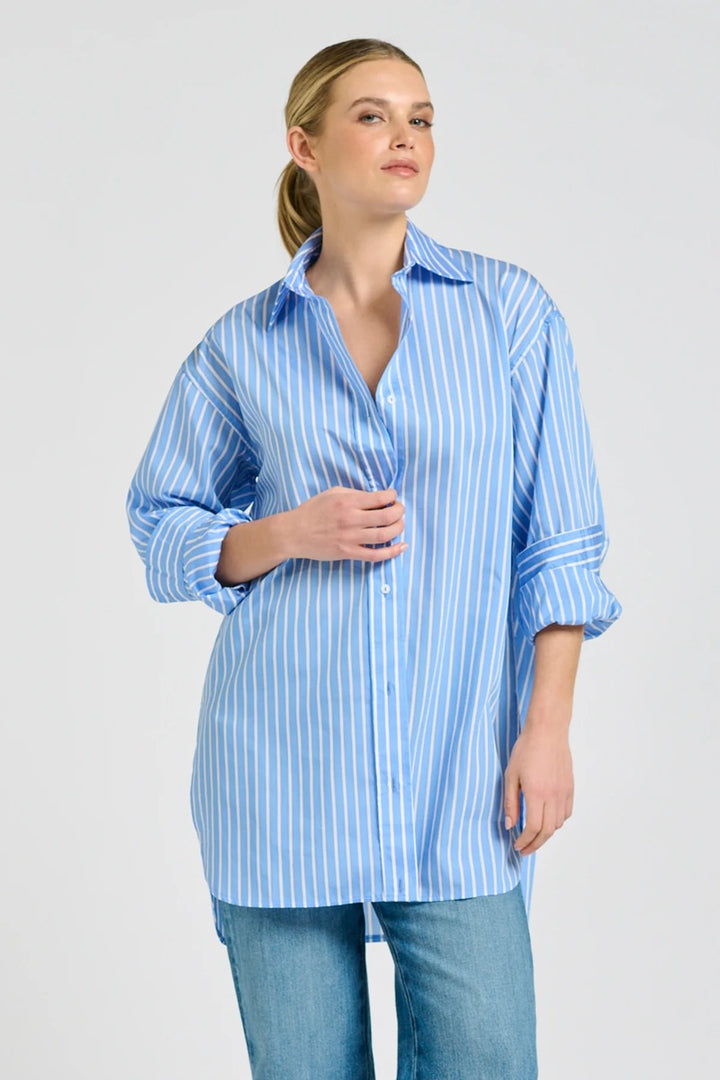The Boyfriend Shirt | Mid Blue Stripe