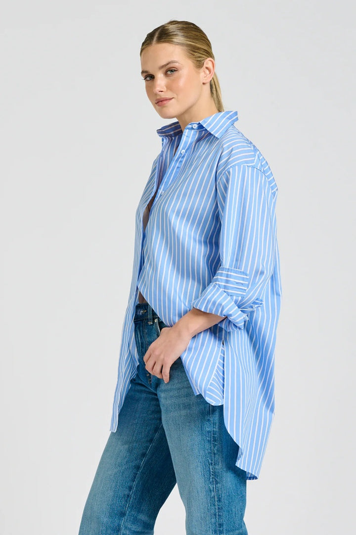The Boyfriend Shirt | Mid Blue Stripe
