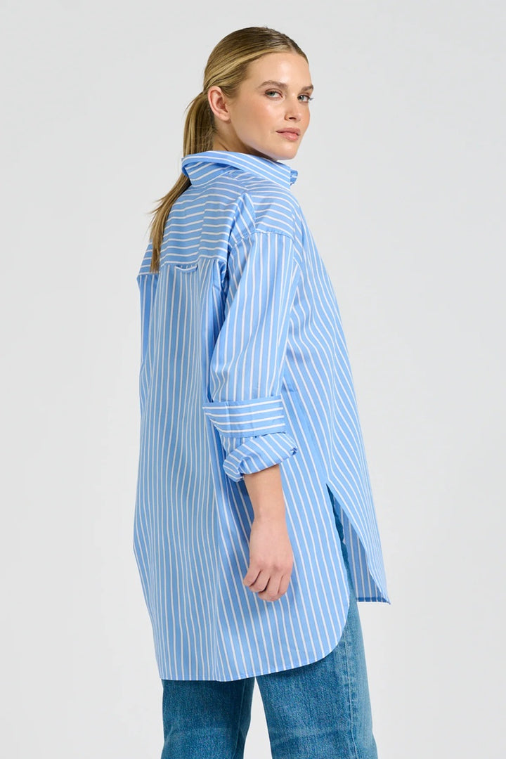 The Boyfriend Shirt | Mid Blue Stripe