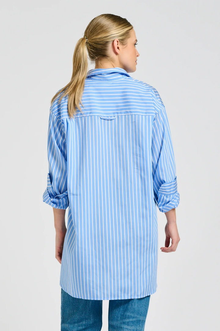 The Boyfriend Shirt | Mid Blue Stripe