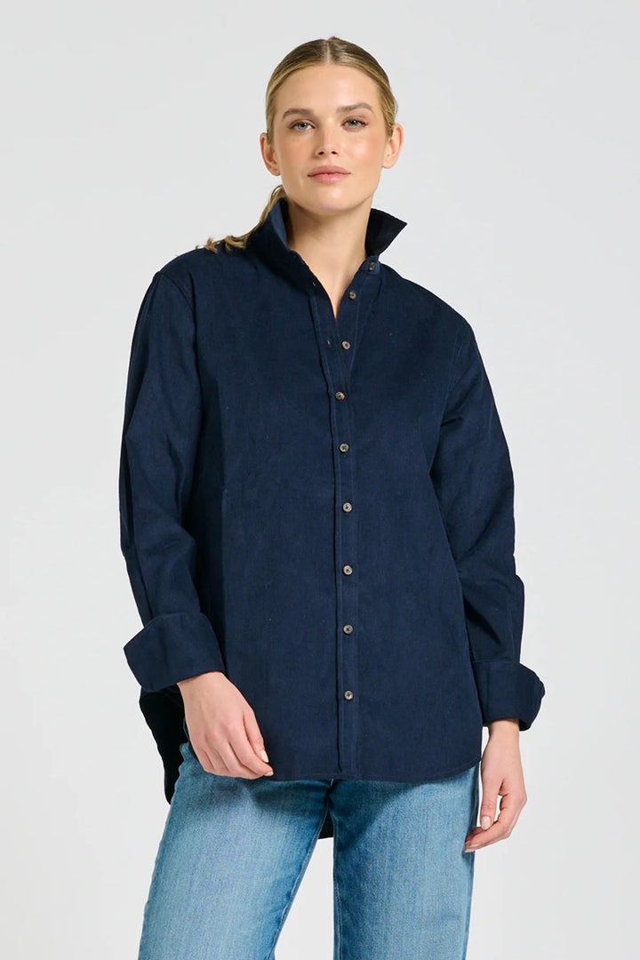 The Elodie Relaxed Shirt | French Navy Pincord