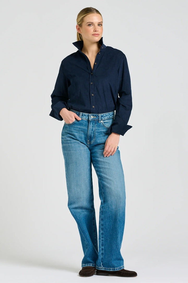 The Elodie Relaxed Shirt | French Navy Pincord