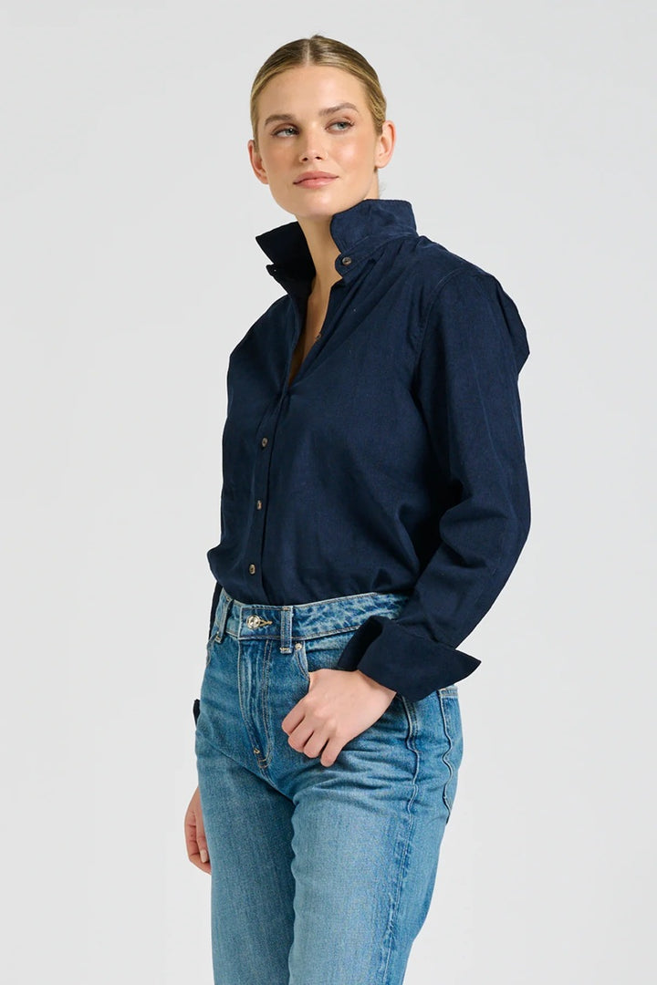 The Elodie Relaxed Shirt | French Navy Pincord