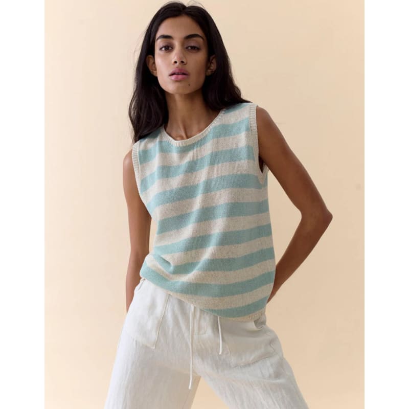 Sia Stripe Tank | Duck Egg Stripe - Tops