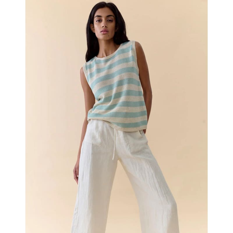 Sia Stripe Tank | Duck Egg Stripe - Tops