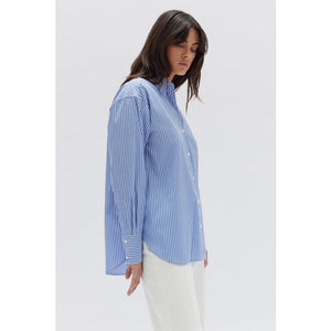 Signature Poplin Shirt | Blue White Stripe - Tops