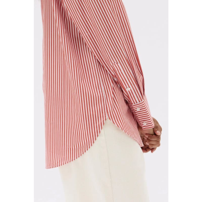 Signature Poplin Shirt | Papaya & White Stripe - Tops