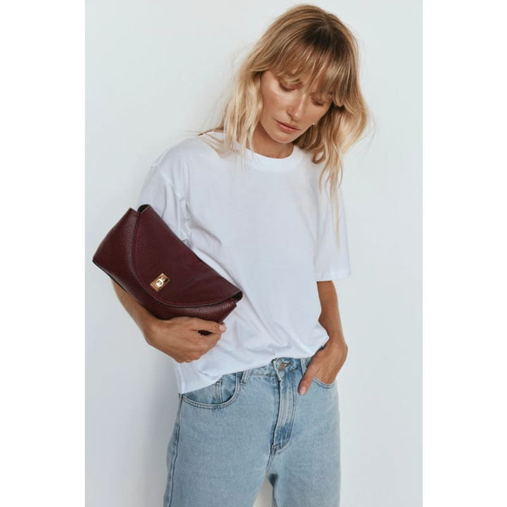 Sloane Bordeaux Leather Convertible Clutch - Accessories