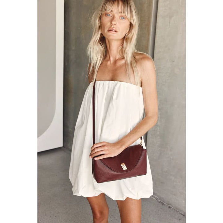 Sloane Bordeaux Leather Convertible Clutch - Accessories