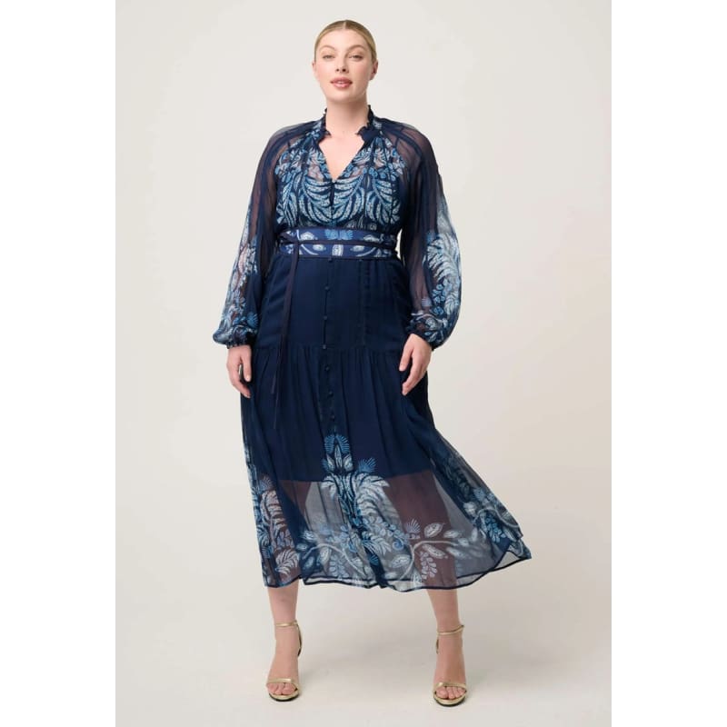 Sloane Viscose Chiffon Print Midi Dress | Moon Batik - Dress