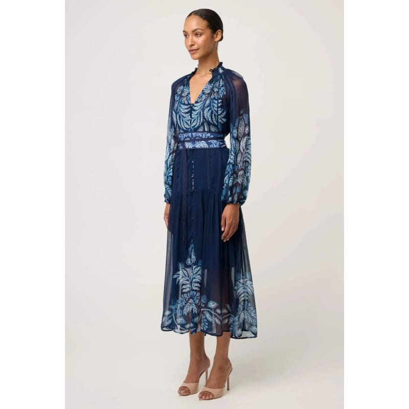 Sloane Viscose Chiffon Print Midi Dress | Moon Batik - Dress