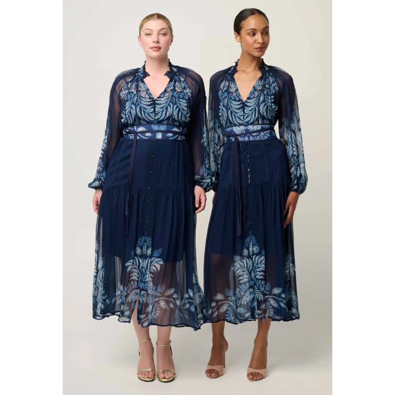 Sloane Viscose Chiffon Print Midi Dress | Moon Batik - Dress