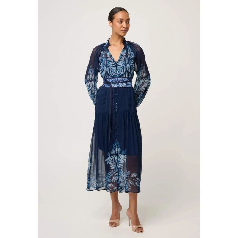 Sloane Viscose Chiffon Print Midi Dress | Moon Batik - Dress