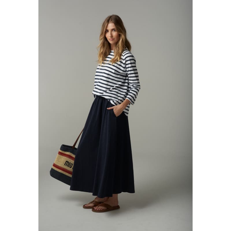 Slub Maxi Skirt | Parisian Navy C1558 - Bottoms