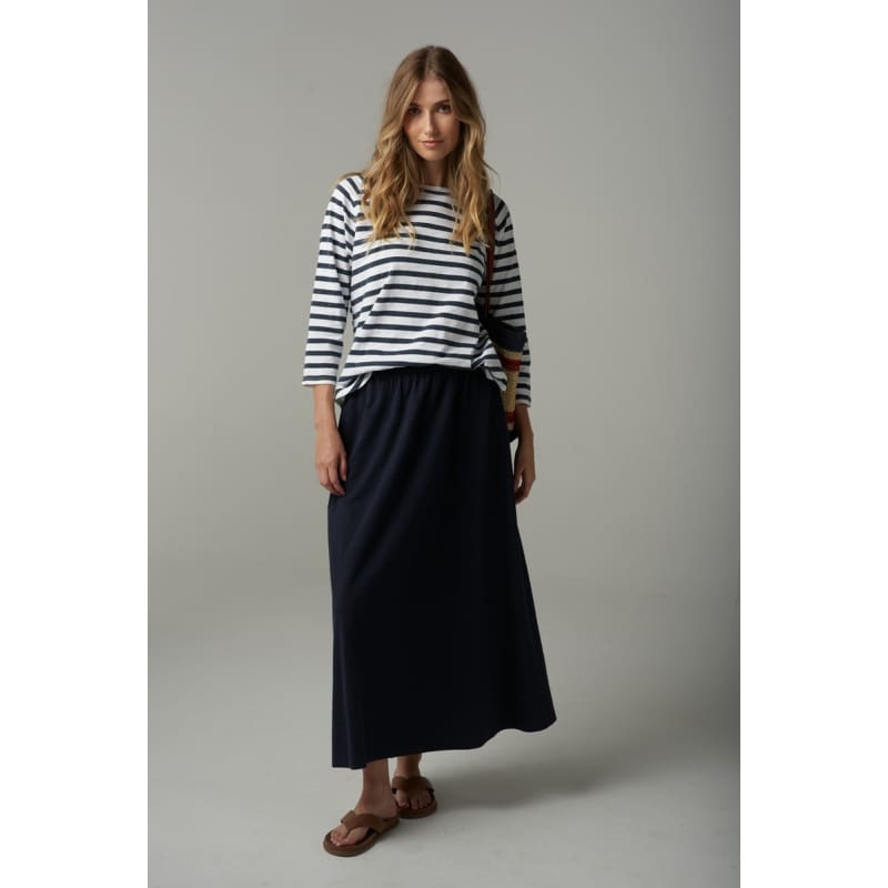 Slub Maxi Skirt | Parisian Navy C1558 - Bottoms
