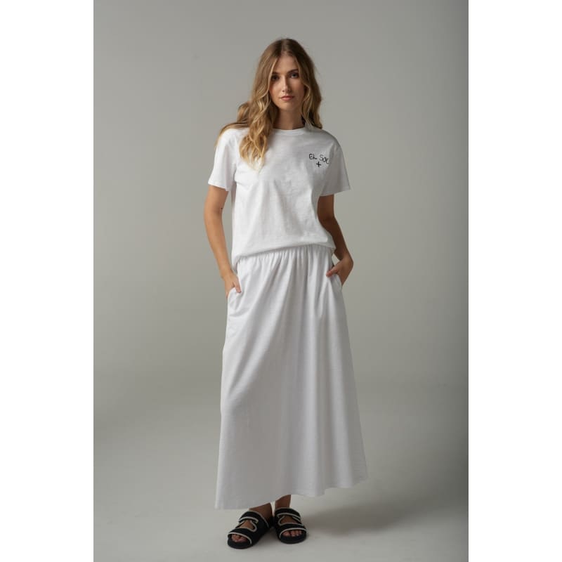 Slub Maxi Skirt | White C1558 Bottoms