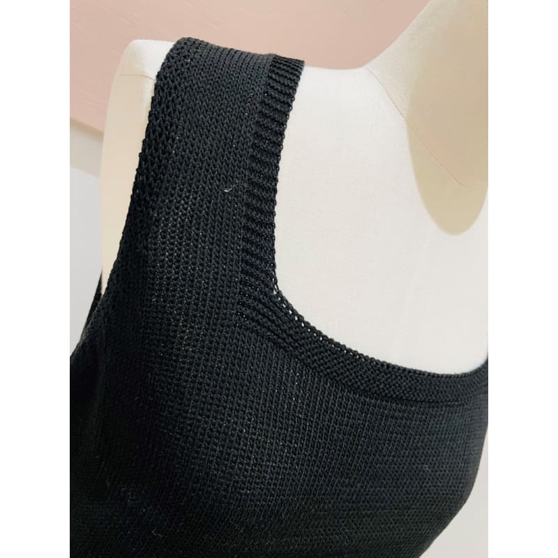 Square Neck Tank | Black - Tops