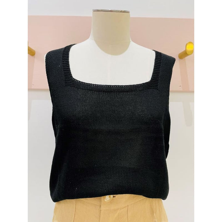 Square Neck Tank | Black - Tops